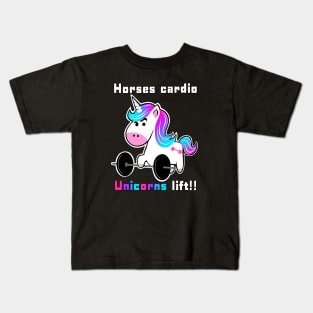 fitness, unicorn, fitness girl, gym girl Kids T-Shirt